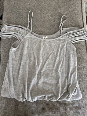 Gray Strappy Cold-Shoulder Tank Top